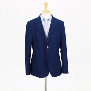 Manuel Ritz 44L Blue Solid 2-Button Sport Coat Blazer Jacket B361